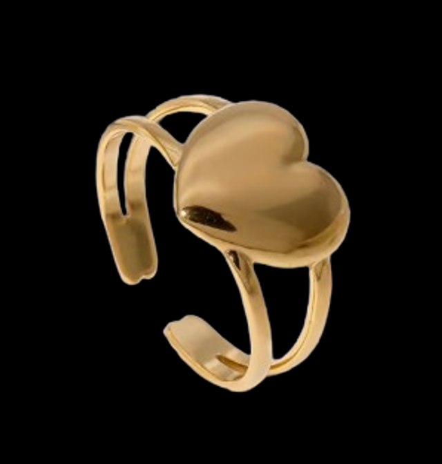 Bague Cœur – Acier inoxydable doré ou argenté