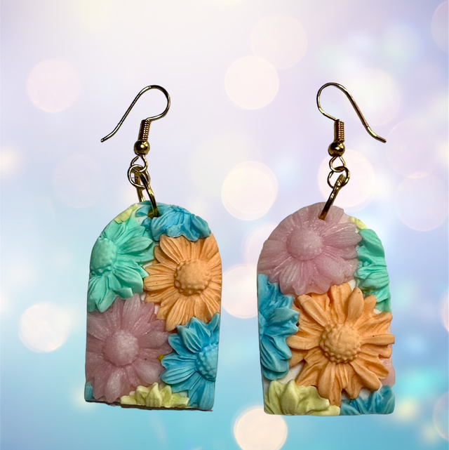 3D Floral Polymer Clay Earrings