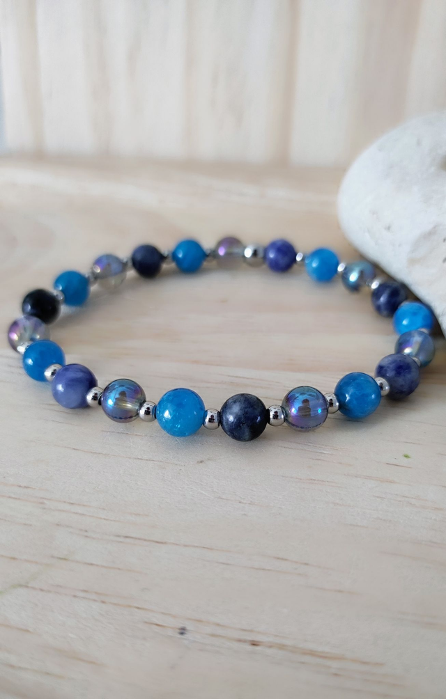 Bracelet "Stabilité Émotionnelle" Sodalite et Apatite
