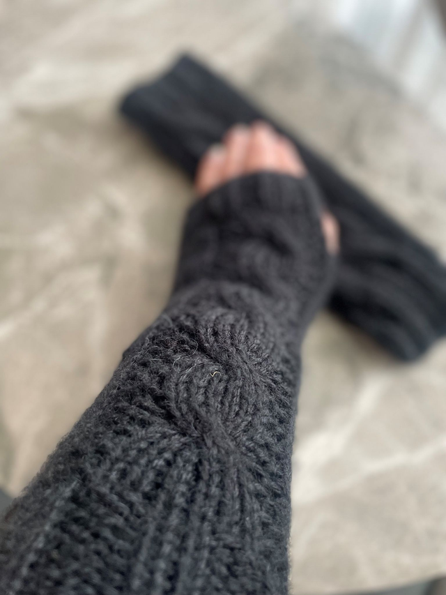 Mitaines longues laine Noir