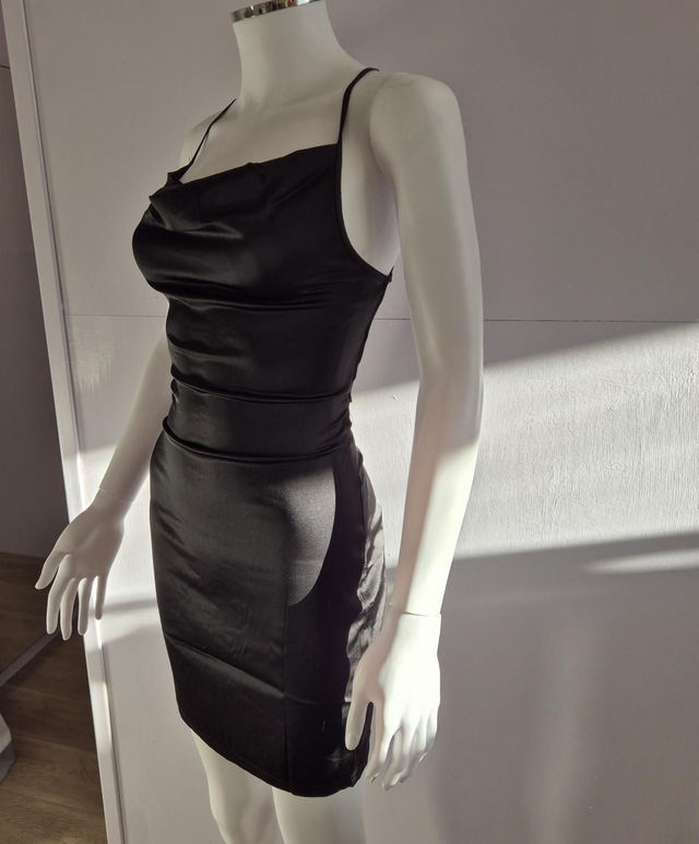 Black Cowl Neck Mini Dress