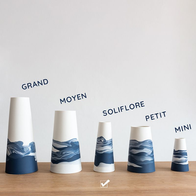 Vase - Soliflore - Horizons - Bleu nuit et Blanc