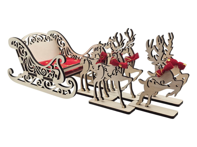 Weihnachtsschlitten mit Rentieren - Mini-Version