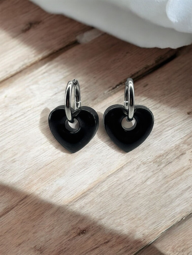 Boucles d'oreilles cœur résine époxy