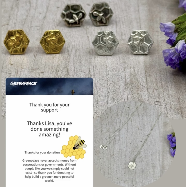 Oxidised Silver Manchester Worker Bee Studs
