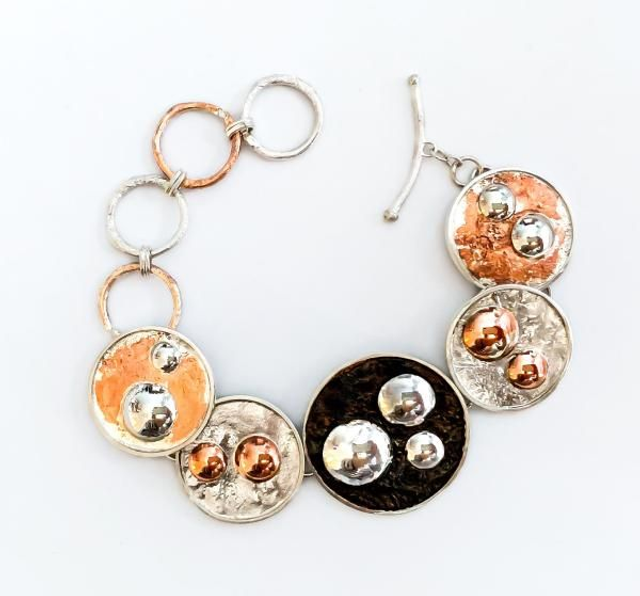 Pulsera Esferas en Plata de Ley y Cobre