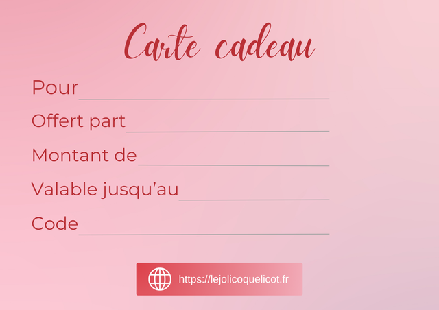 Carte cadeau - 20€ à 80€