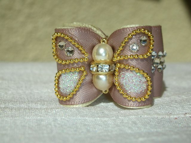Noeud pour chien double coques-luxe-expo-strass