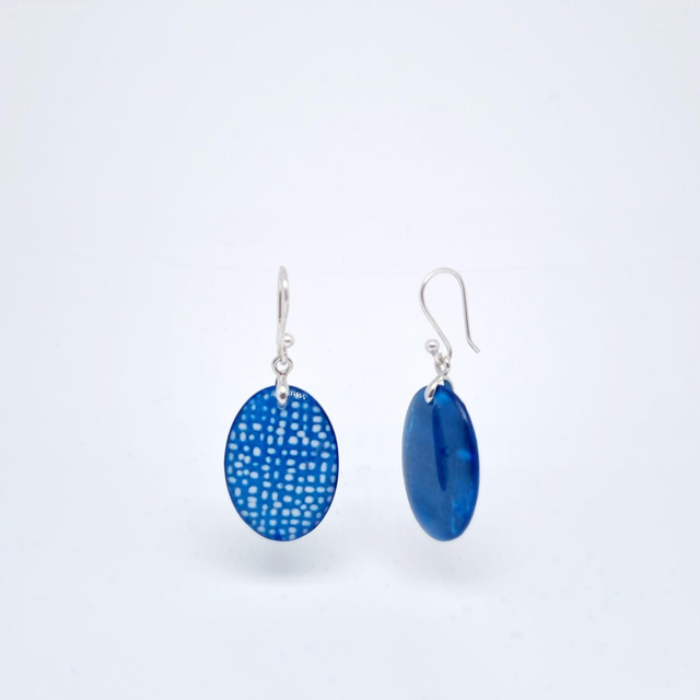 Boucles d&#039;oreilles  bleu graphique ovales