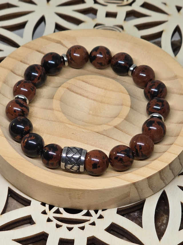 Bracelet Obsidienne acajou 1 cm