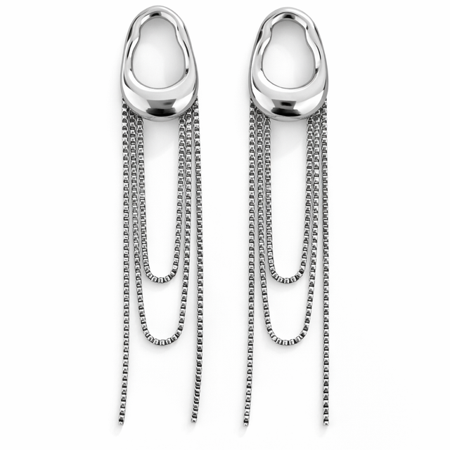 Pendientes acero plateado cadenas 