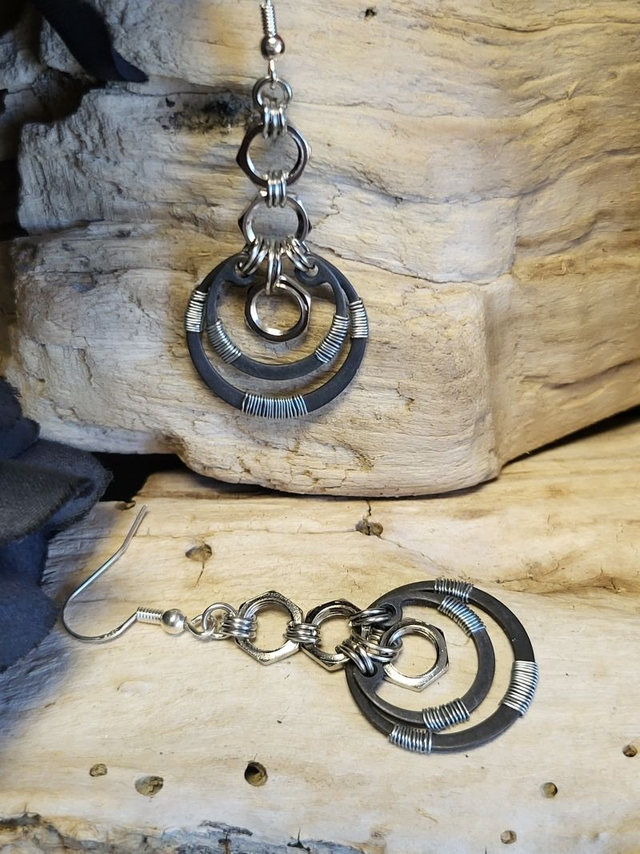 Boucles d'Oreilles Néo Circlips "Spirale d'Acier"