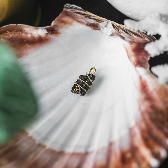 Black Tourmaline Pendant Brass