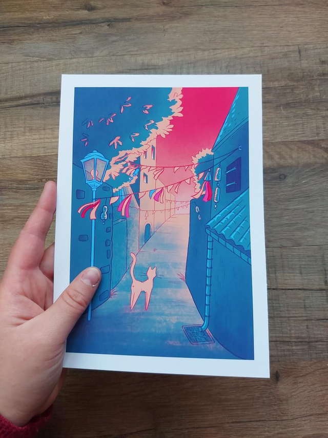 Carte aquarelle - Une petite ruelle