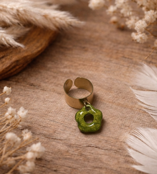 Doré 10mm Pampille Kaki Pailleté