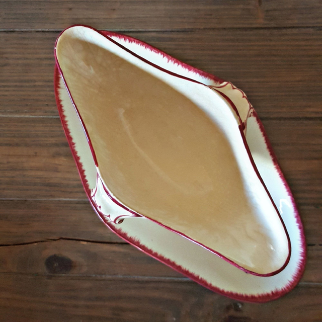 X Saucière à anses sur dormant fixe Gien Lorraine (modèle rare)