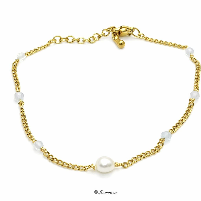 Bracelet fin perle de culture et aigue-marine