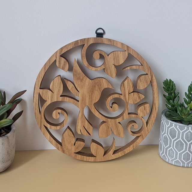 Tableau colibri en chêne