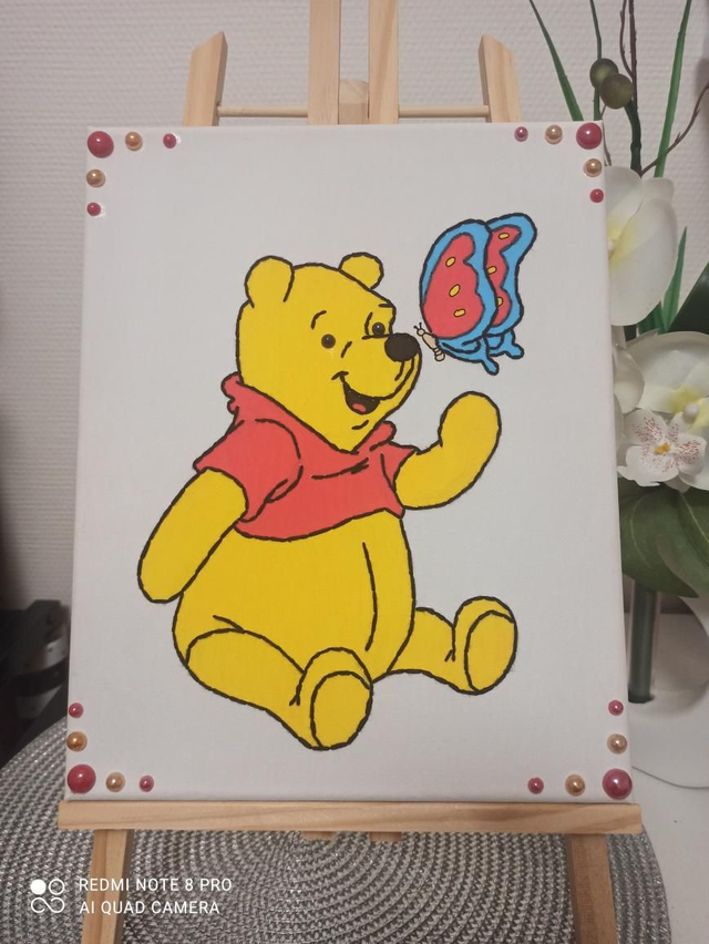 Toile brodée ourson