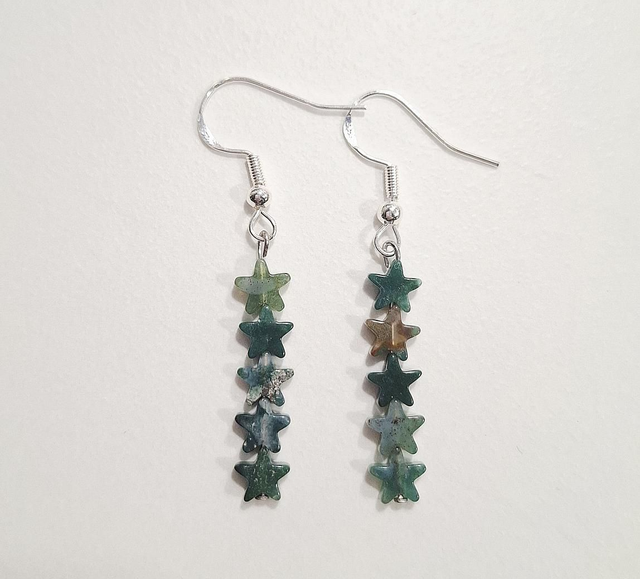 Moss Agate Star earrings 