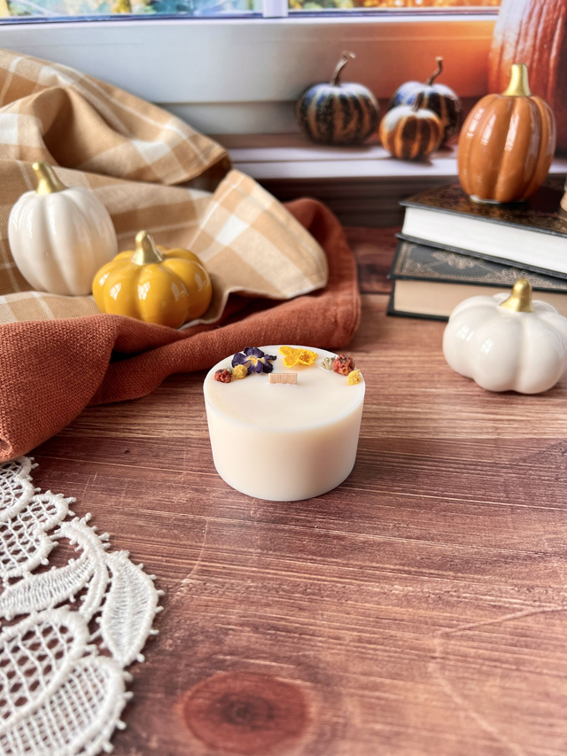 🍁 Maxi bougie fleurie - parfum Brume matinale