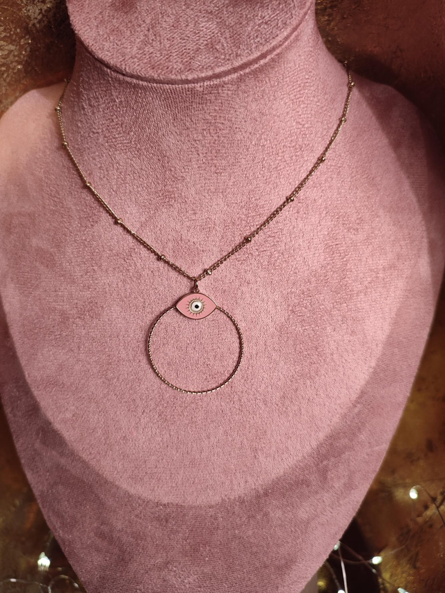 Collier acier inoxydable gold/oeil 0000517