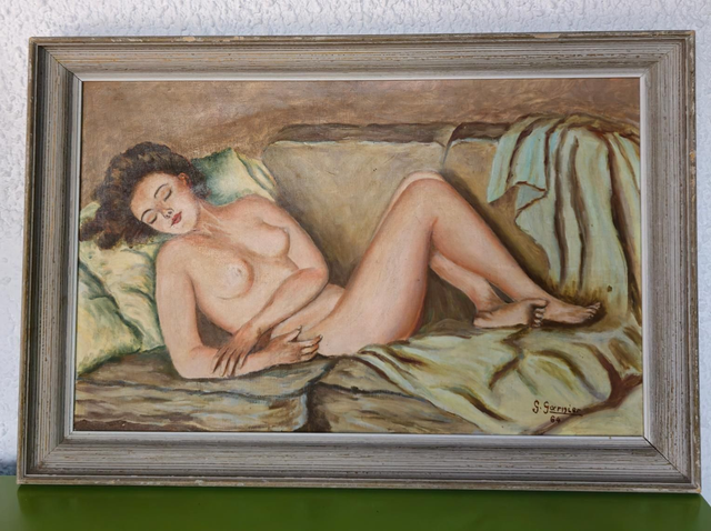 Nu féminin allongé signé G.Garnier 