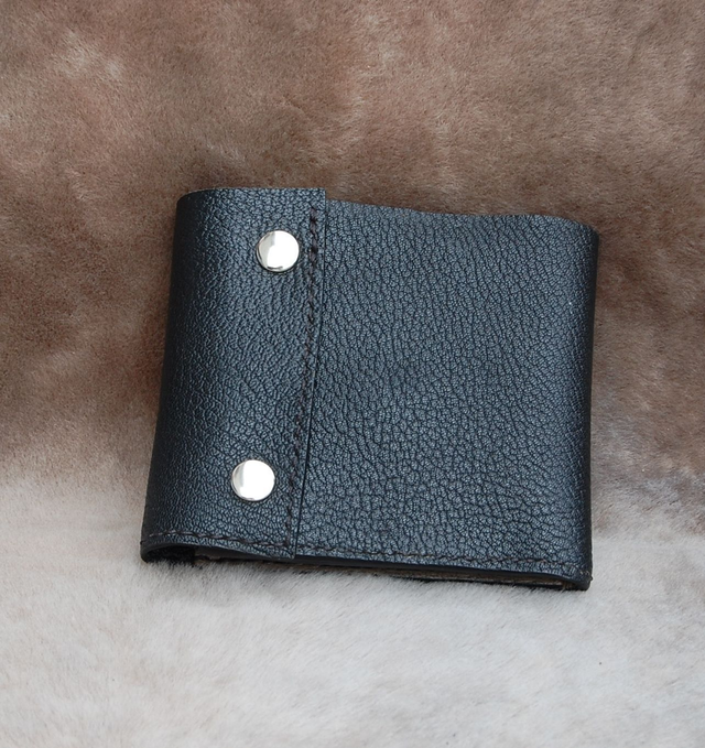 Portefeuille en cuir fermant noir grand modèle