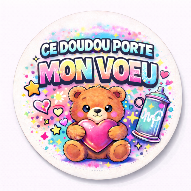 Badge ce doudou porte mon vœu 