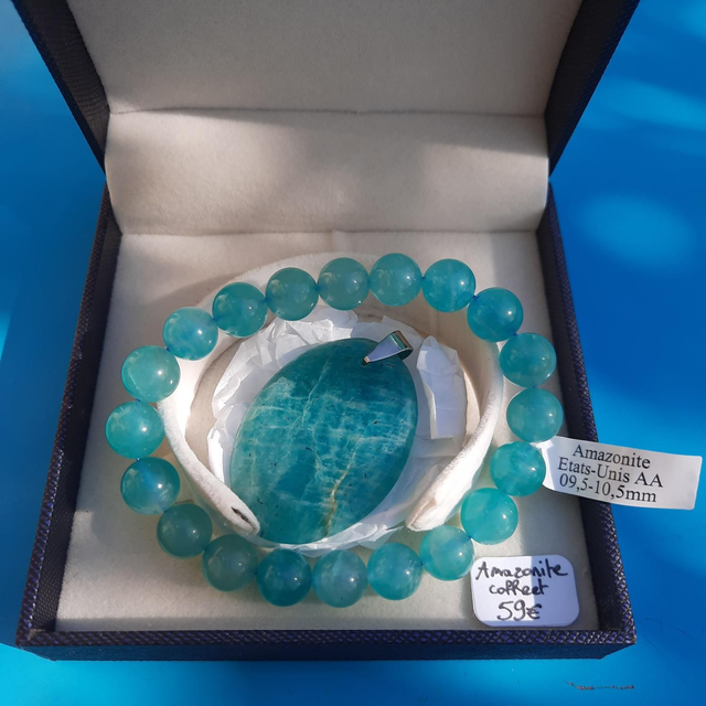 Coffret Amazonite Bracelet + pendentif