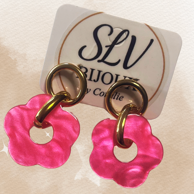 Boucles d’oreilles florale rose