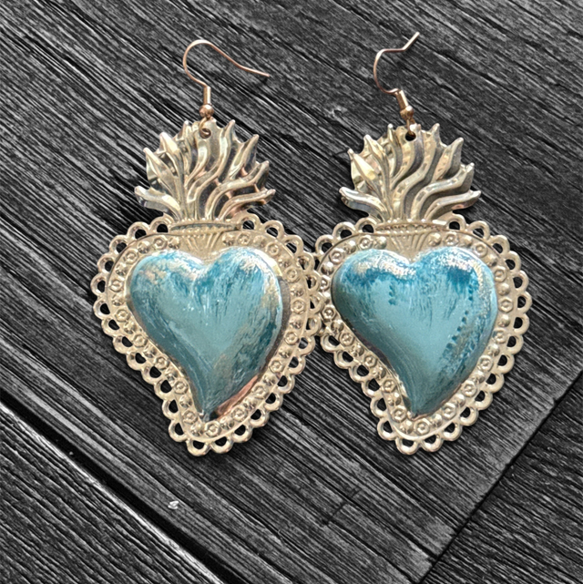 Orecchini cuore sacro turchese 25LN-3