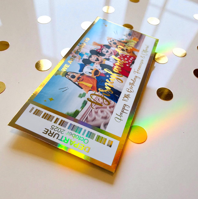Disneyland Mickey and friends delux gold foil ticket