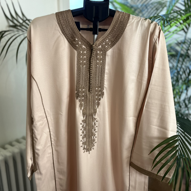 Handmade Light-salmon Beige Long Sleeve Thobe