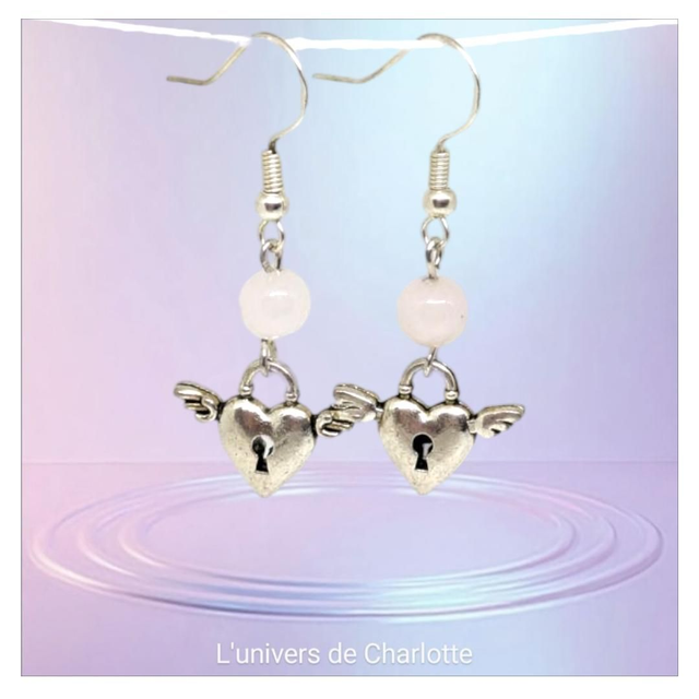 Boucles d'oreilles "Quartz rose" BO-038