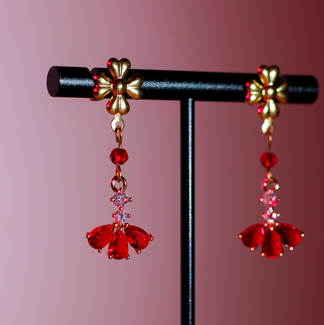 Boucles d’oreilles « Poincettia Givré »