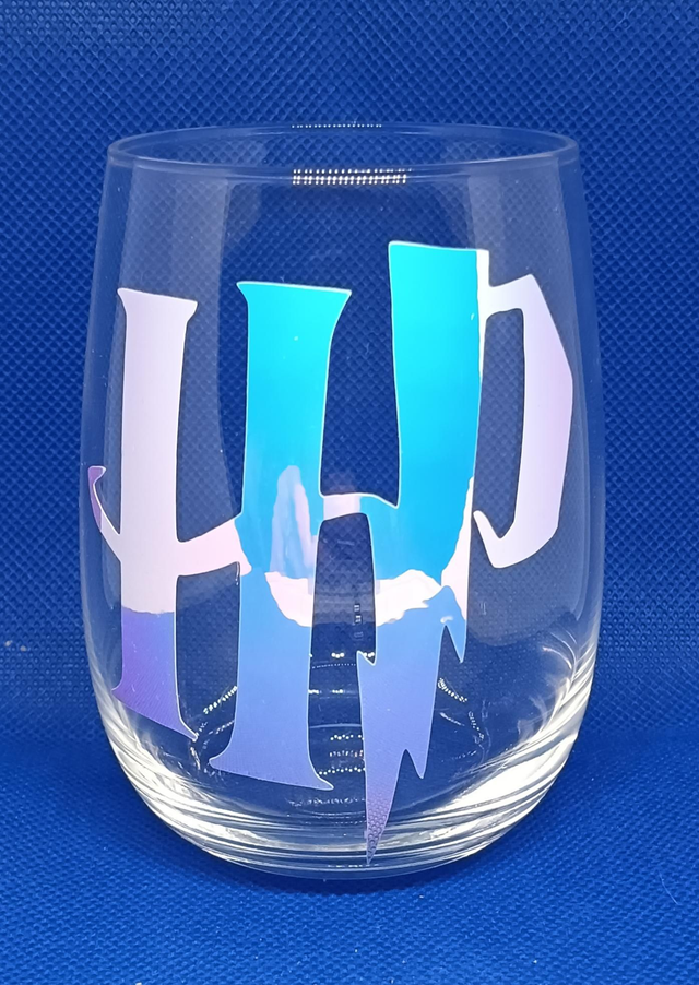 Custom Design Vinyl Holographic Harry Potter HP Logo 13oz Glass.
