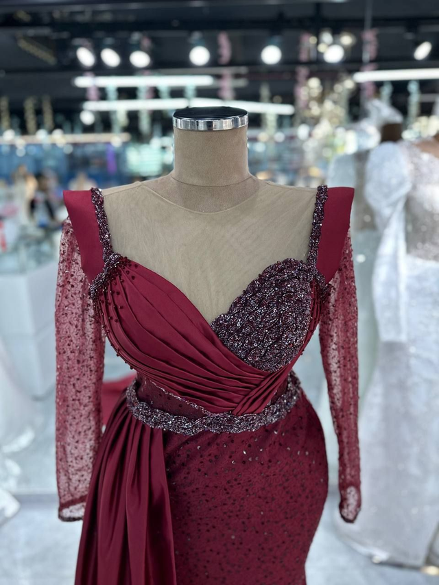 Robe de Mariée Sirène Col Coeur Satin Stras / Réf : RMS44