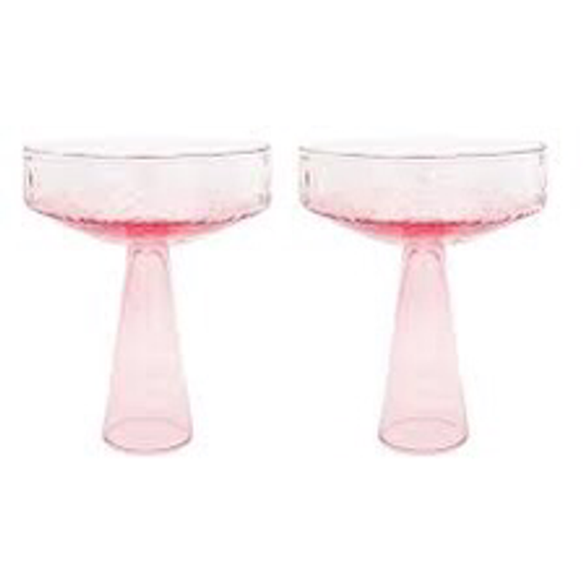 COUPE CLAUDE PINK, SET VAN 2 GLAZEN