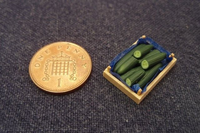 Cucumbers in Wooden Crate (1/24th scale)
