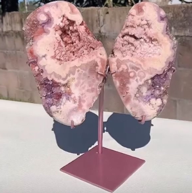 Pink Amethyst Druzy butterfly wings 