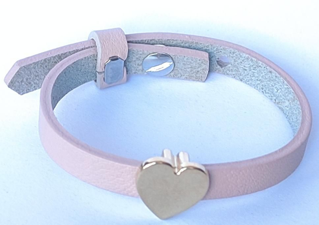 Bracelet en cuir rose enfant 