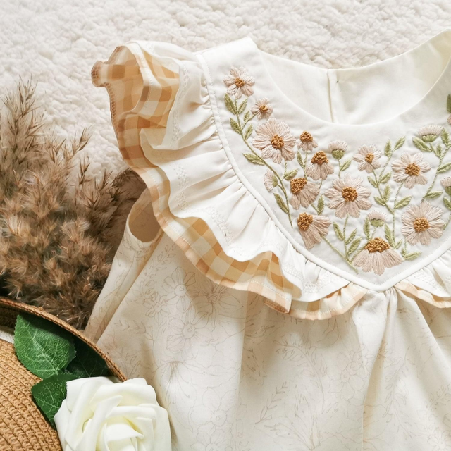 Embroidered Fern Dress 3-4years one of a kind