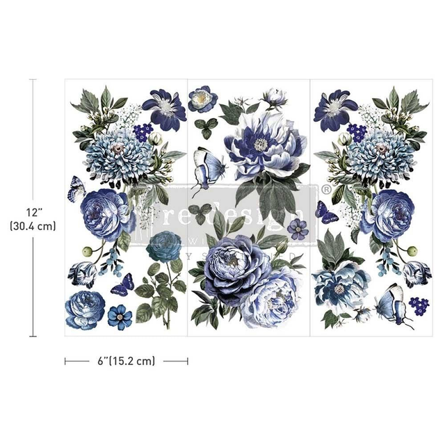 6x12 Re-design Decor Transfer - Indigo Petals