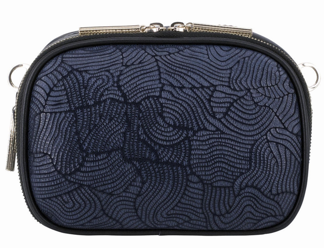 Montte Di Jinne Italian Leather Bag with Shoulder Strap &amp; Dust Bag (Navy)