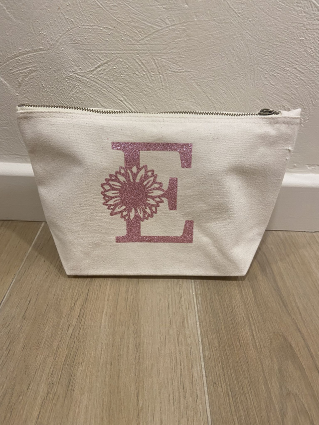 Pochette initiale fleurie PERSONNALISABLE 