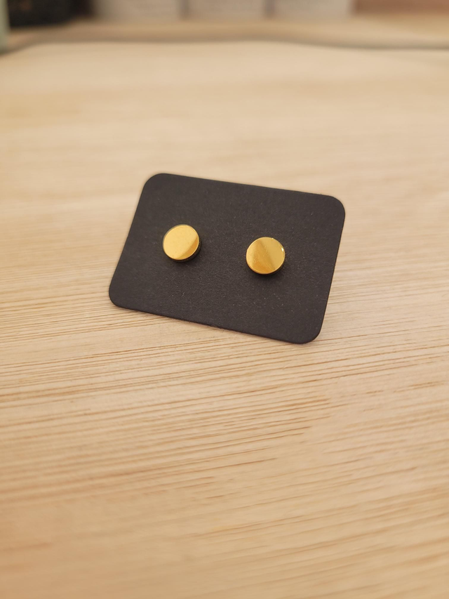 Gold stainless steel circle stud earrings - SL-019