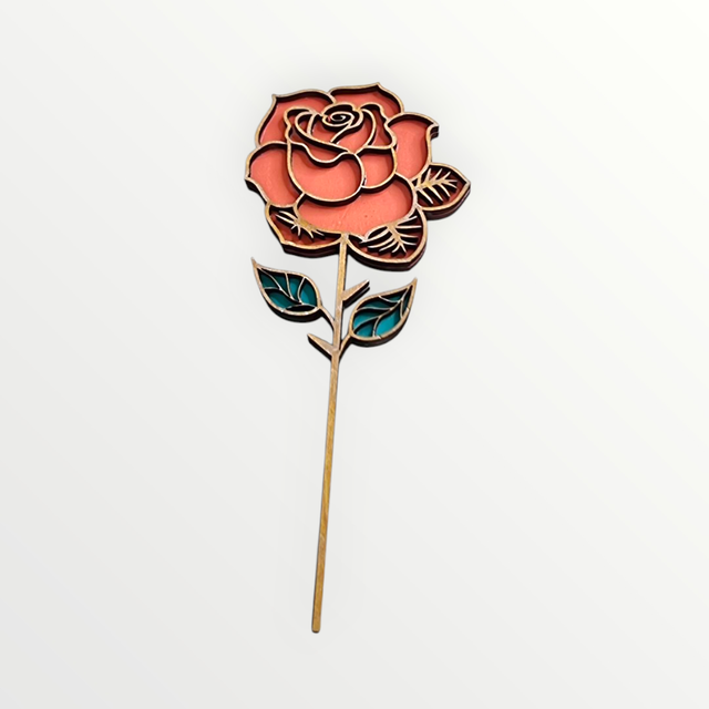 Rose en bois Corail en 2D- découpe au laser 