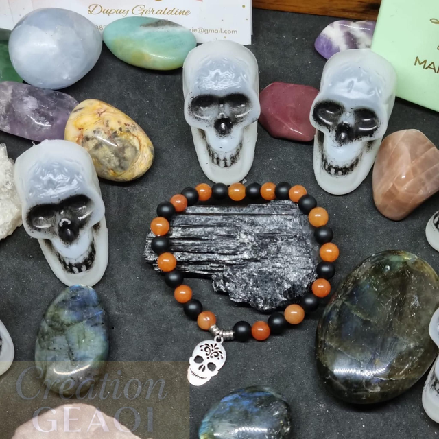 Onyx et aventurine orange