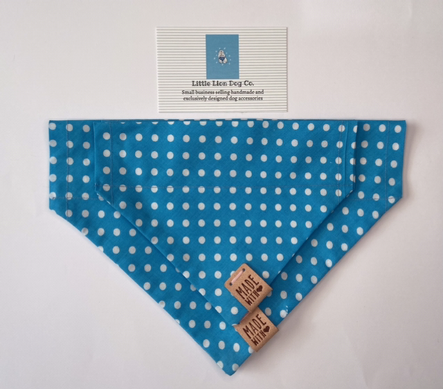 Puppy Polka Dots Blue Handmade Dog Accessories 
